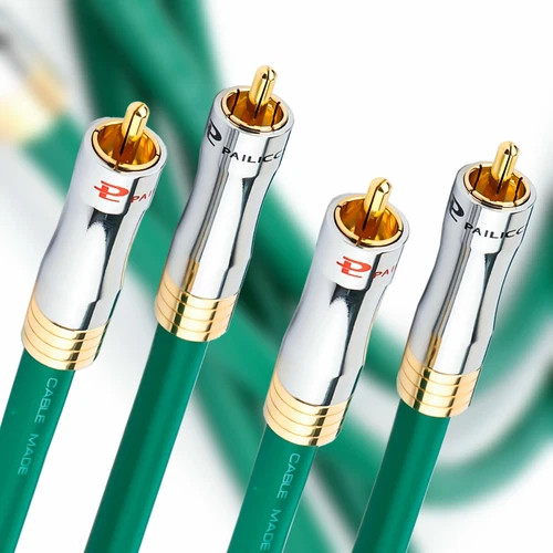 Pair Silver Plated Shielded HiFi RCA Cable Audio Signal Interconnect Cable
