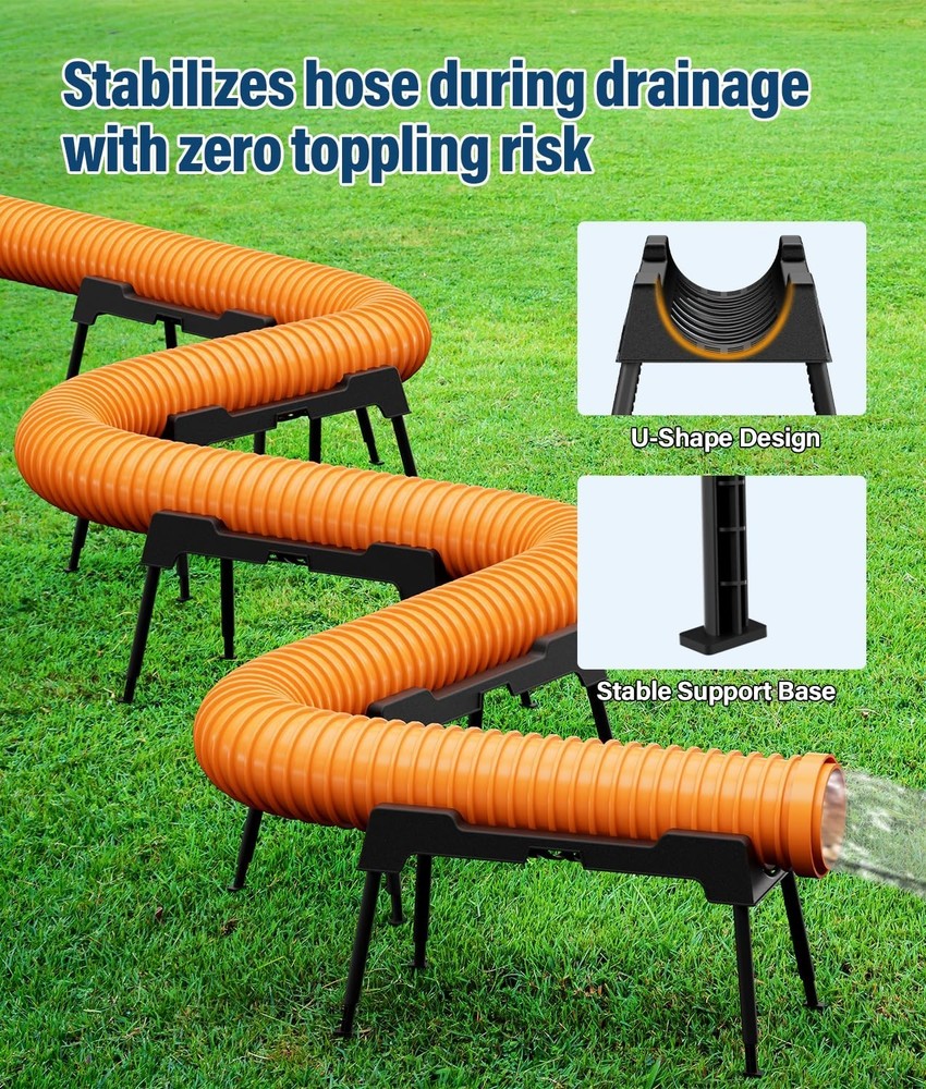 15FT Heavy-Duty RV Sewer Hose Support with 7 Foldable Sections, Adjustable