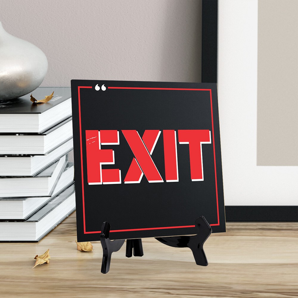 Exit 5"x 5" Square Table Sign With Acrylic Easel | Restaurant & Cafe Décor