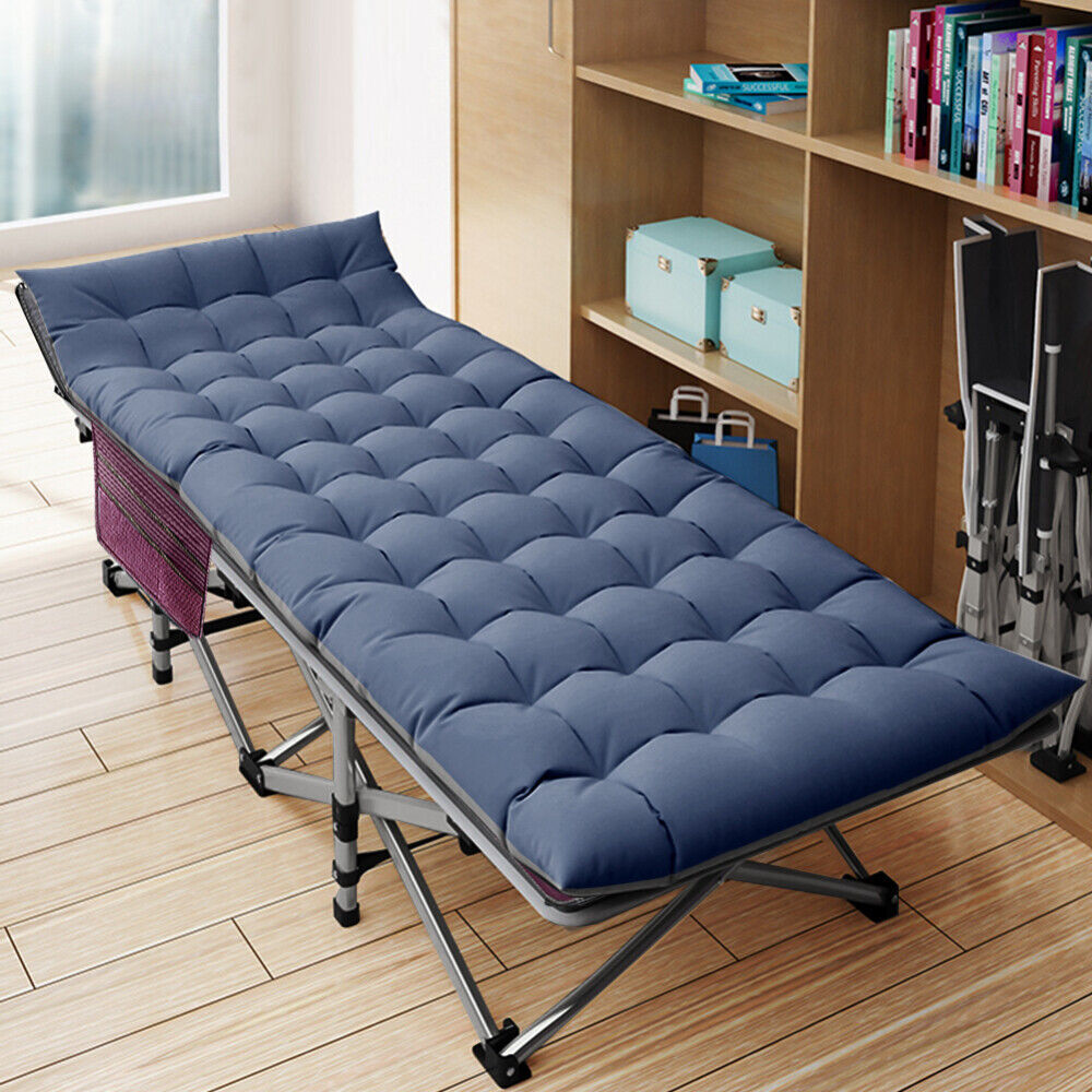 Adults Heavy Duty Folding Camping Cot Portable 4-Fold Adjustable Folding Cot&Mat