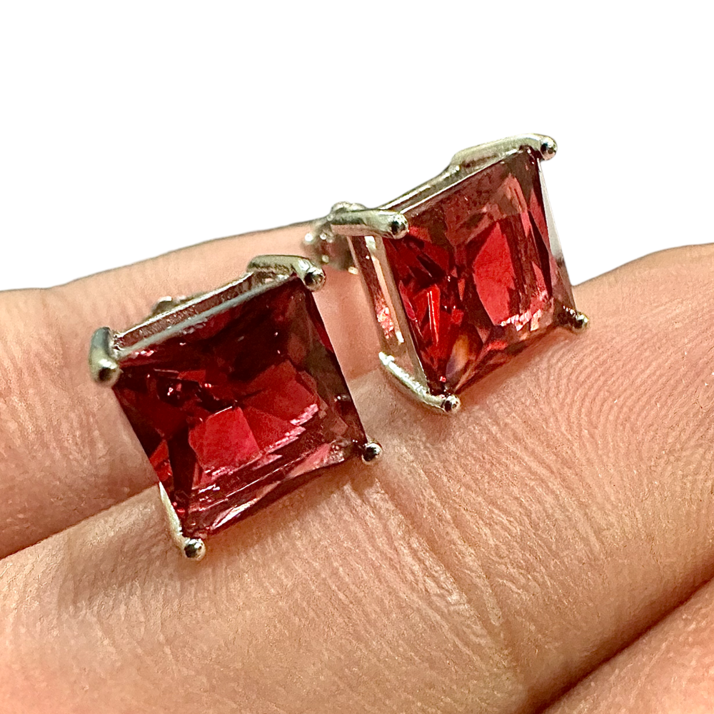 Ruby Stud Earrings Sterling Silver 925 8MM Stud Earrings for Women lab-created