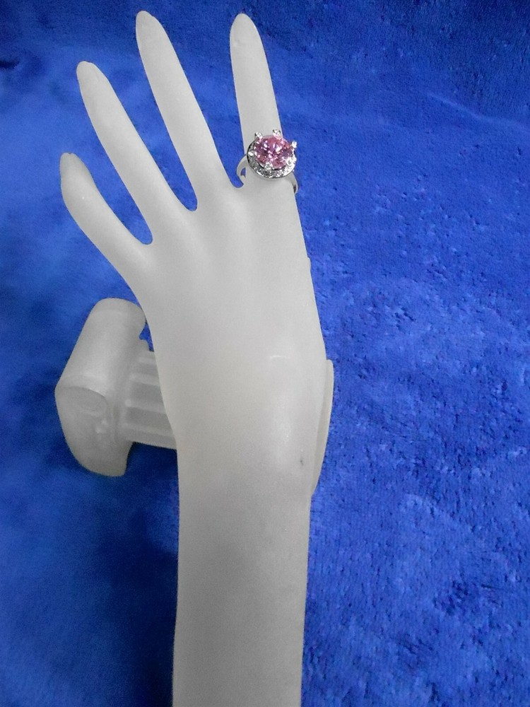 (#307) PINK CUBIC ZIRCONIA RING SIZE 9