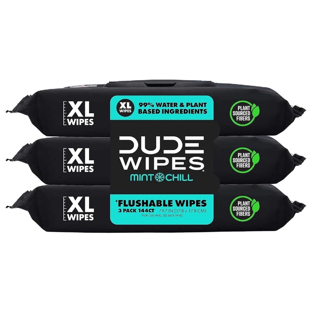 DUDE Wipes Flushable - 3 Pack, 144 Count - 48 (Pack of 3), White