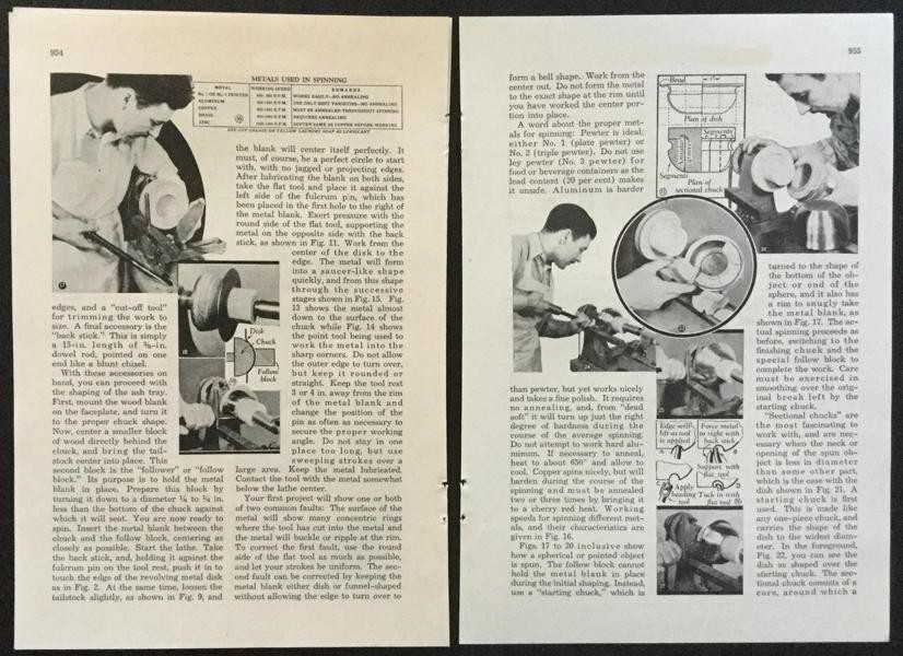 Metal Spinning 1934 HowTo INFO Methods Materials