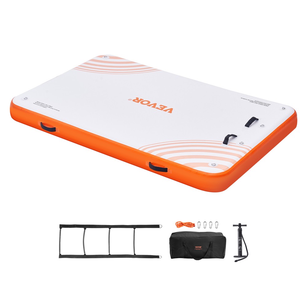 VEVOR Inflatable Floating Dock 8x5FT Inflatable Dock Platform Mat with Ladder