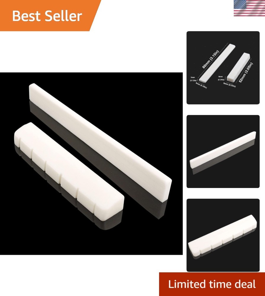 Natural Bone Bridge Saddle and Nut for Classical Guitars – Lightweight & Durable