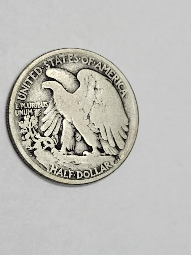 1917 S REVERSE Walking Liberty Half Dollar