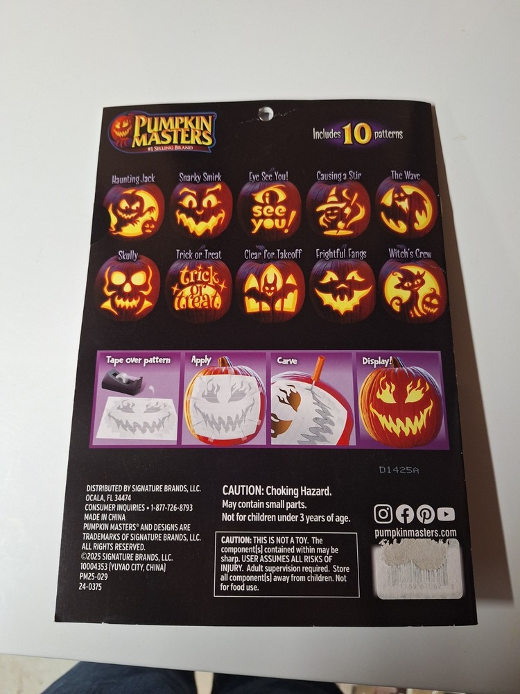 Pumpkin Masters Pumpkin Carving Kit includes 5 tools and 14 patterns