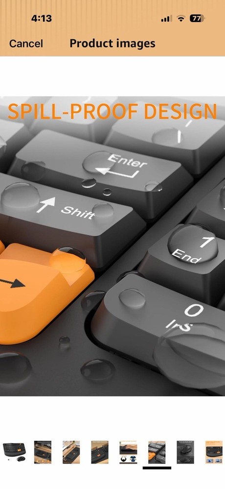 Wireless Keyboard & Mouse Combo 2.4G Ergonomic Spill-Resistant Black