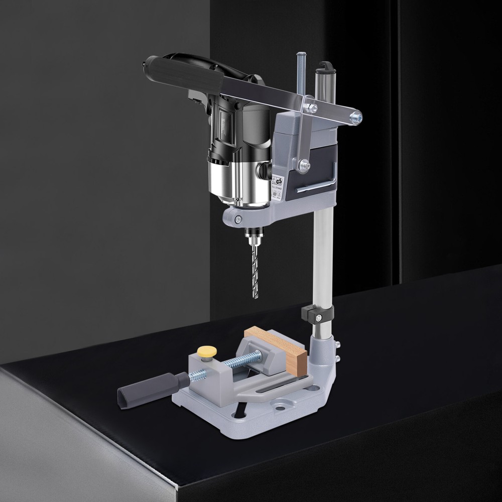 Single-Hole Adjustable Drill Press Stand with Sturdy Clamp and Ergonomic Handle
