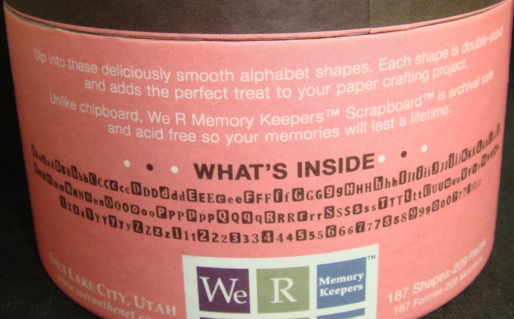 We R Memory Keepers Strawberry Double Churned Alphabet Chipboard 209 pcs