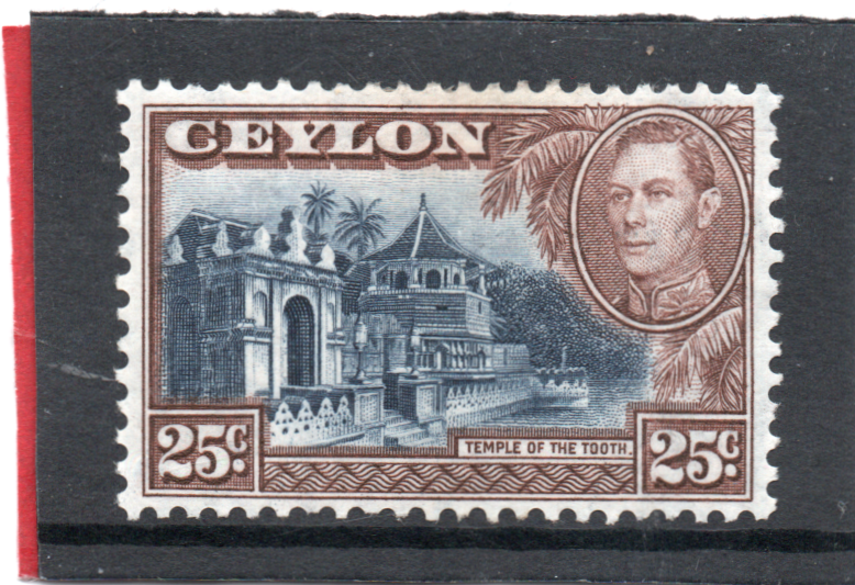 Ceylon GV1 1938 25c deep blue & chocolate sg 392 HH.Mint