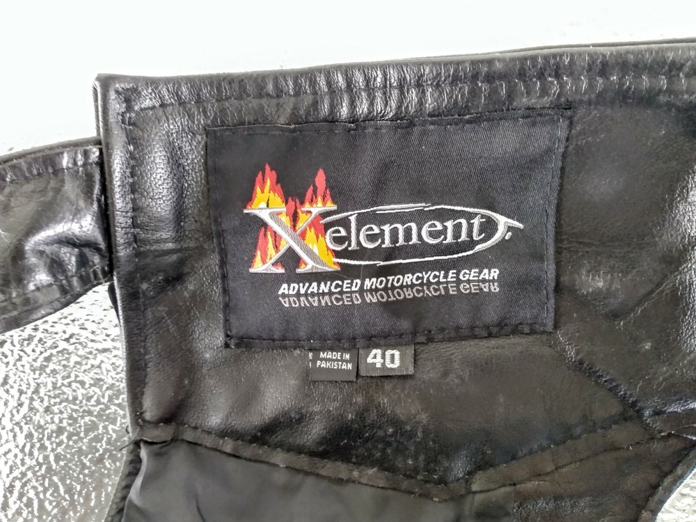 XELEMENT LEATHER MOTORCYCLE CHAPS • SIZE 40R