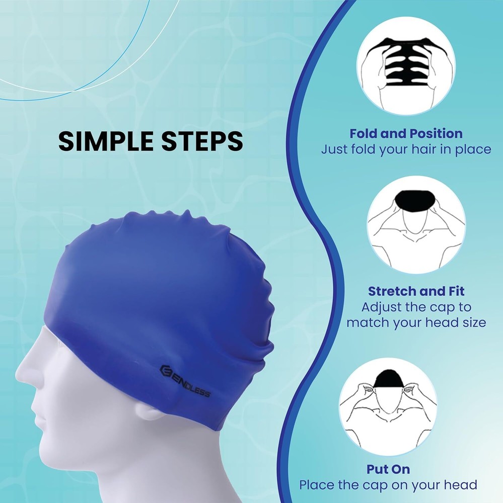 Endless EL1019 Classic Comfortable Plain Silicon Swimming Cap | Blue