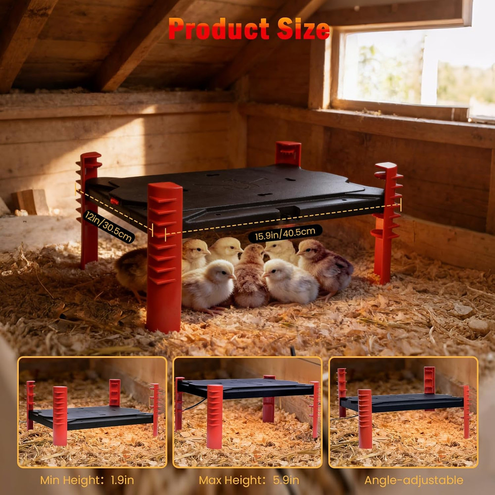 Smart Chicken Brooder Heater - 16''X12'' Brooder Plate for Chicks, 200W Chick He