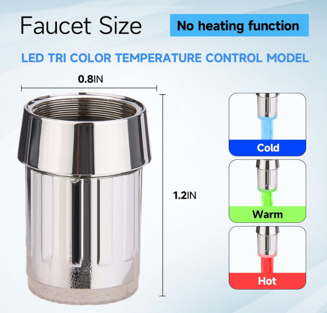 LED multi-colour temperature-controlled colour-changing tap Splash-proof intelli