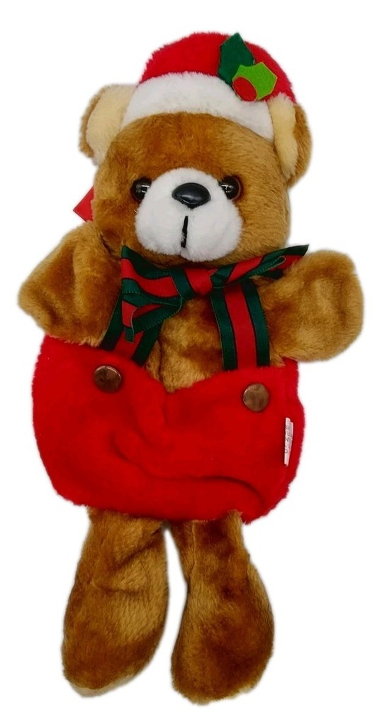 Teddy Bear Christmas Hand Puppet 14" Plush Stuffed