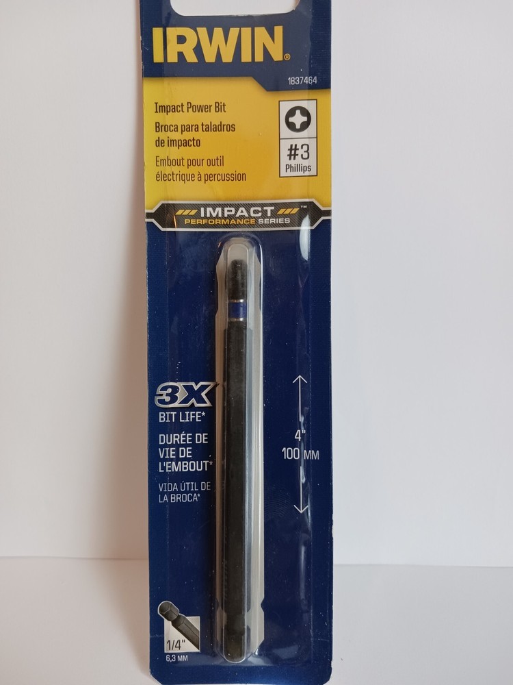 Irwin 4", Philips #3, Black Oxide Impact Power Bit ( 1837464 )