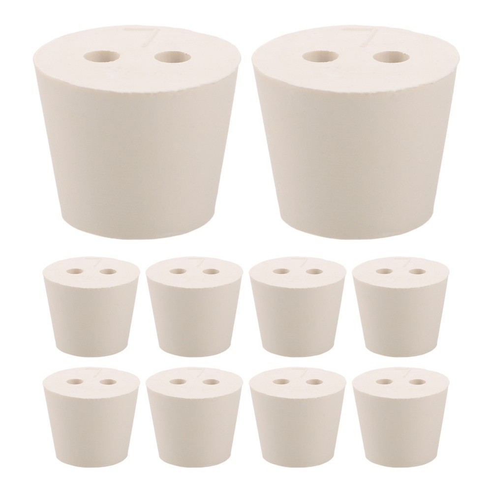 10 Pcs Rubber Experimental Stopper Stoppers with Hole Lab Assorted Plugs