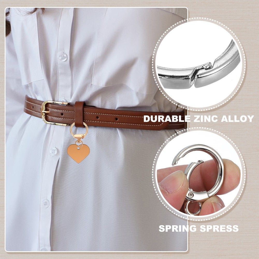 10 Pcs Round Spring Snap Hooks, Trigger O Rings Buckle Silver