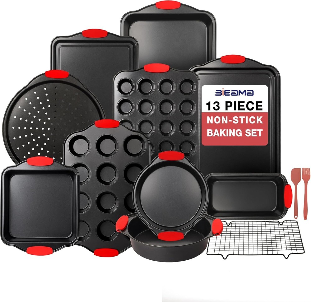 13-Piece Baking Pans Sets Nonstick Bakeware Sets BPA-Free Carbon Steel Stackable