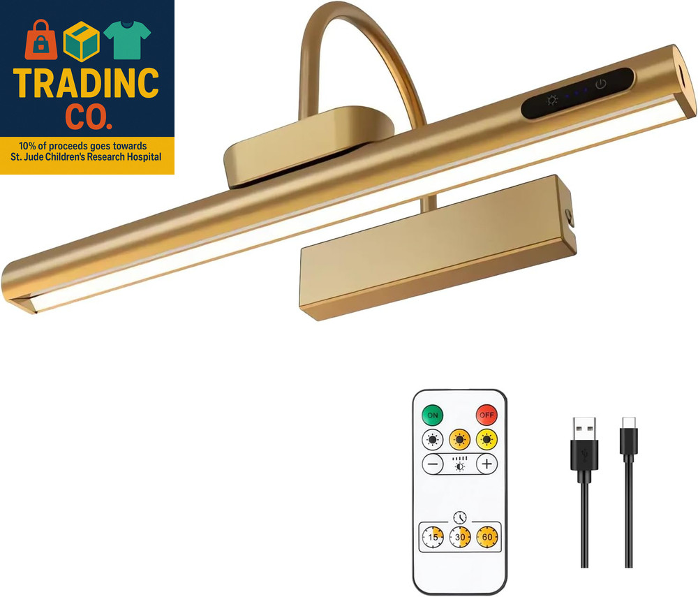 Dimmable Cordless Picture Light with Controller and Timer, Rechargeable 5000Mah