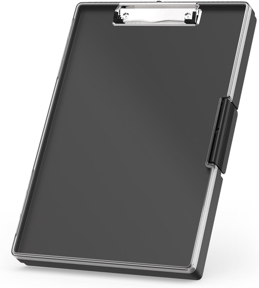 Plastic Clipboard with Storage, Side Opening with 2 Compartment, Size 13.3 X 9.4