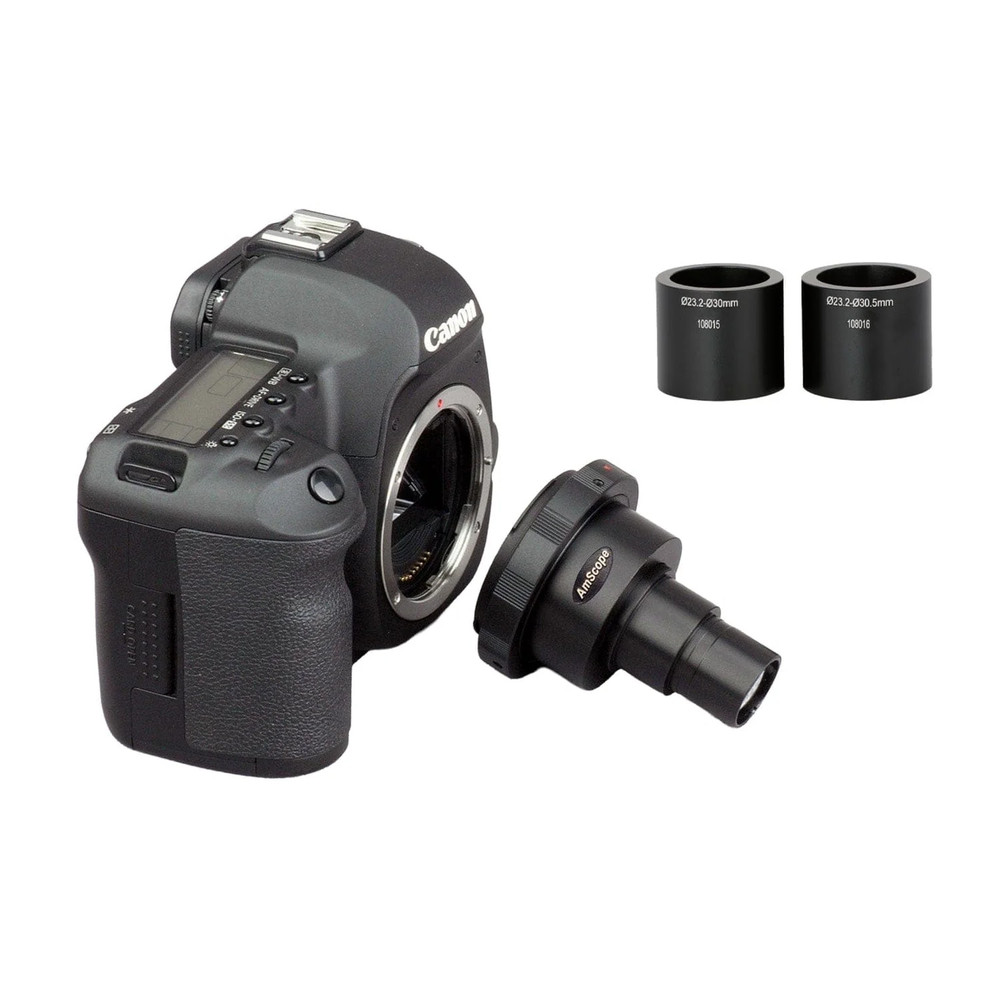 AmScope Canon SLR/DSLR Camera Microscope Adapter 2X Magnification w 2 Adapters