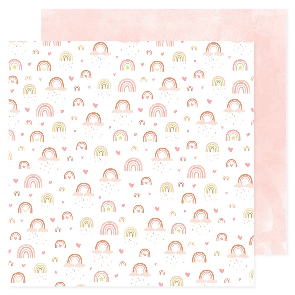 American Crafts Patterned Double-Sided Cardstock 12"X12"-Rainbows, Hel - 25 Pack