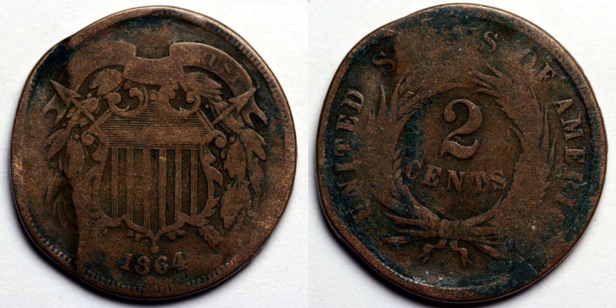 1864  Two Cent Piece