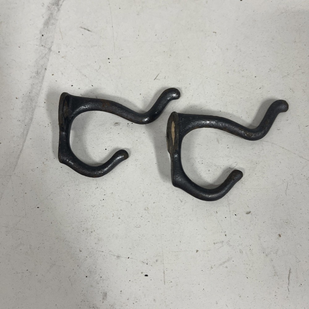 2 Antique Cast Iron coat Hooks 3x2.5”