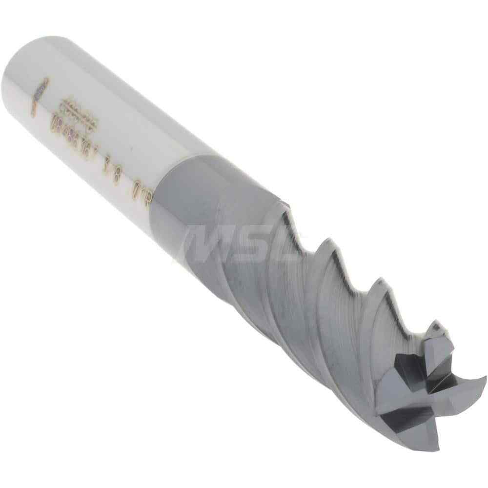 Accupro 3/8" Diam 4 Flute Single End Solid Carbide 0.01" Corner Radius End Mi...