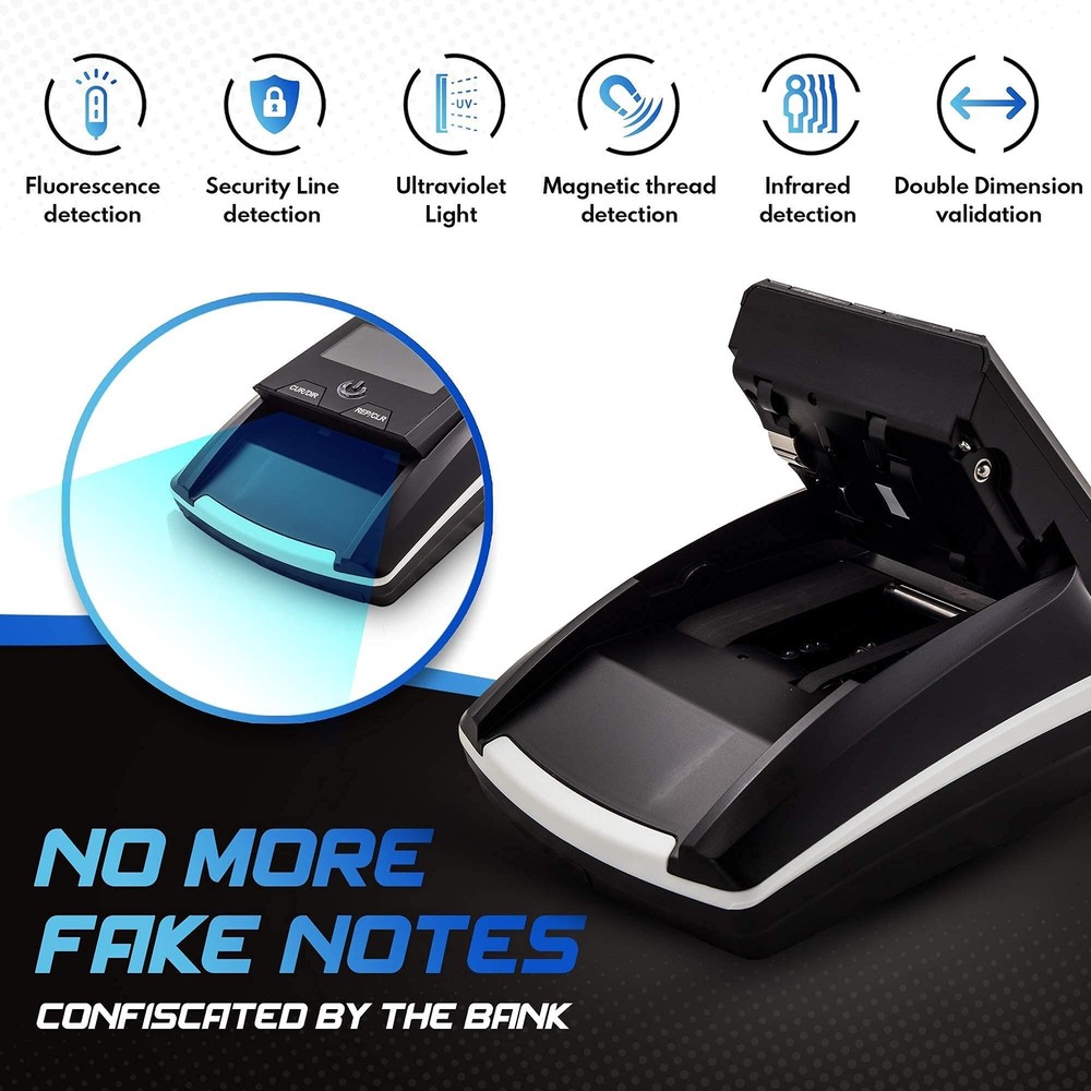 Portable Counterfeit Bill Detector Machine, Automatic 4-Way Direction USD & E...