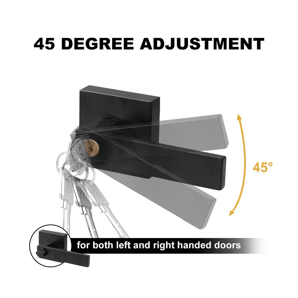 15pcs Black Door Lever Heavy Duty Passage Handle Interior Square Knobs W/ Keys
