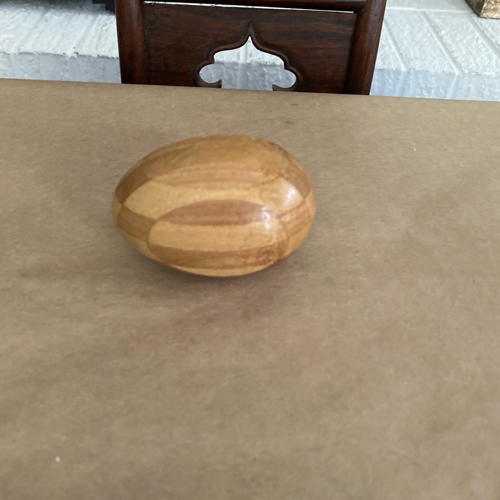 Vintage Wooden Darning Egg Sewing Tool with Striped Pattern