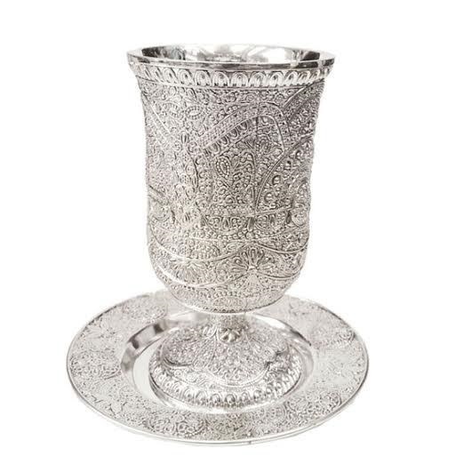 Kiddush Cup For Shabbat , Silver plated 12 Cm Height