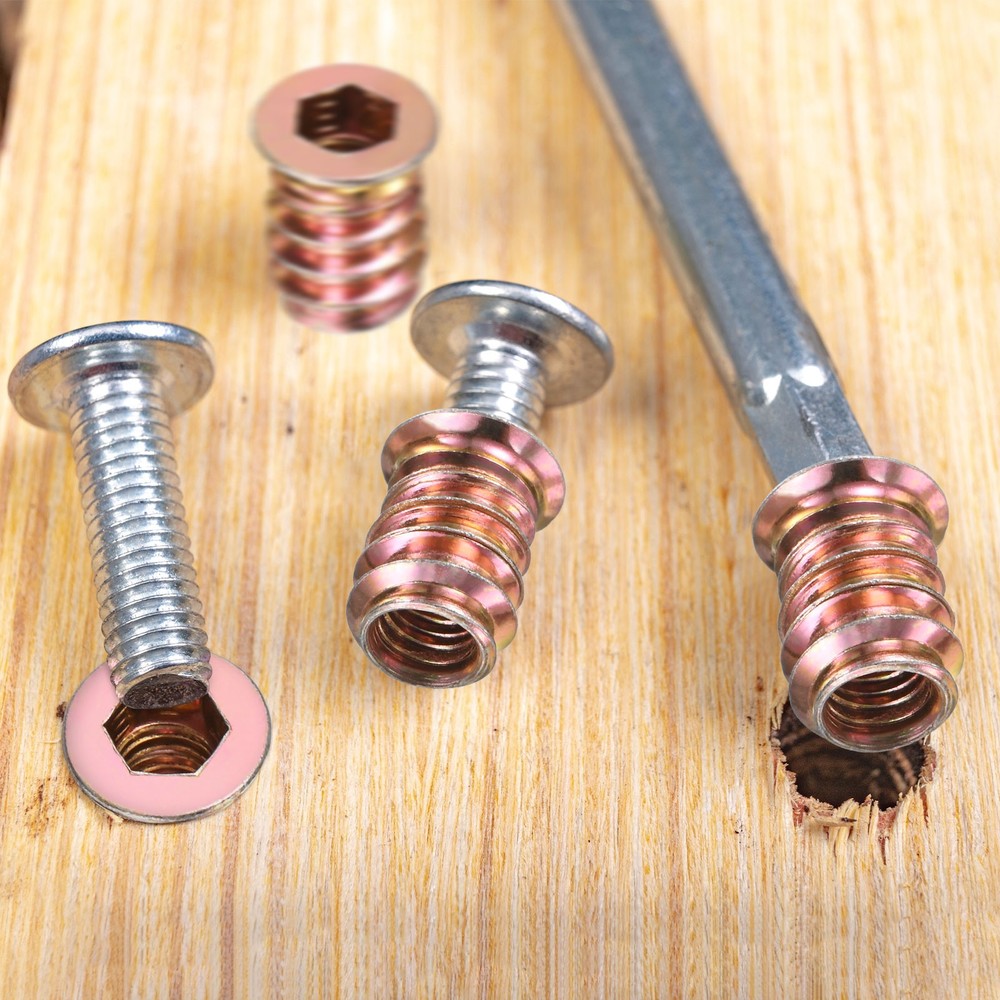 20-Pack Threaded Inserts for Wood, M8x10mm Threaded Insert Nuts [Gold Tone]