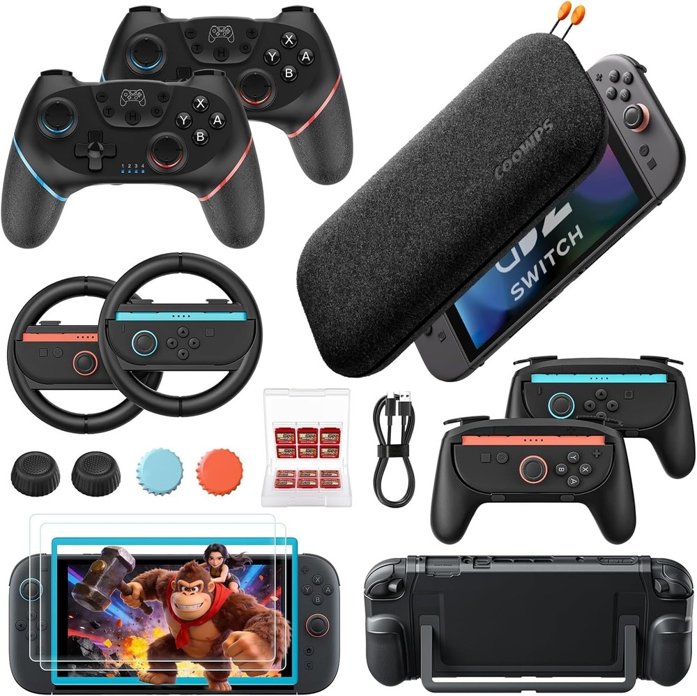 NEW Nintendo Switch 2 16-in-1 Accessories Bundle, Switch Pro Controllers 2, Joyc