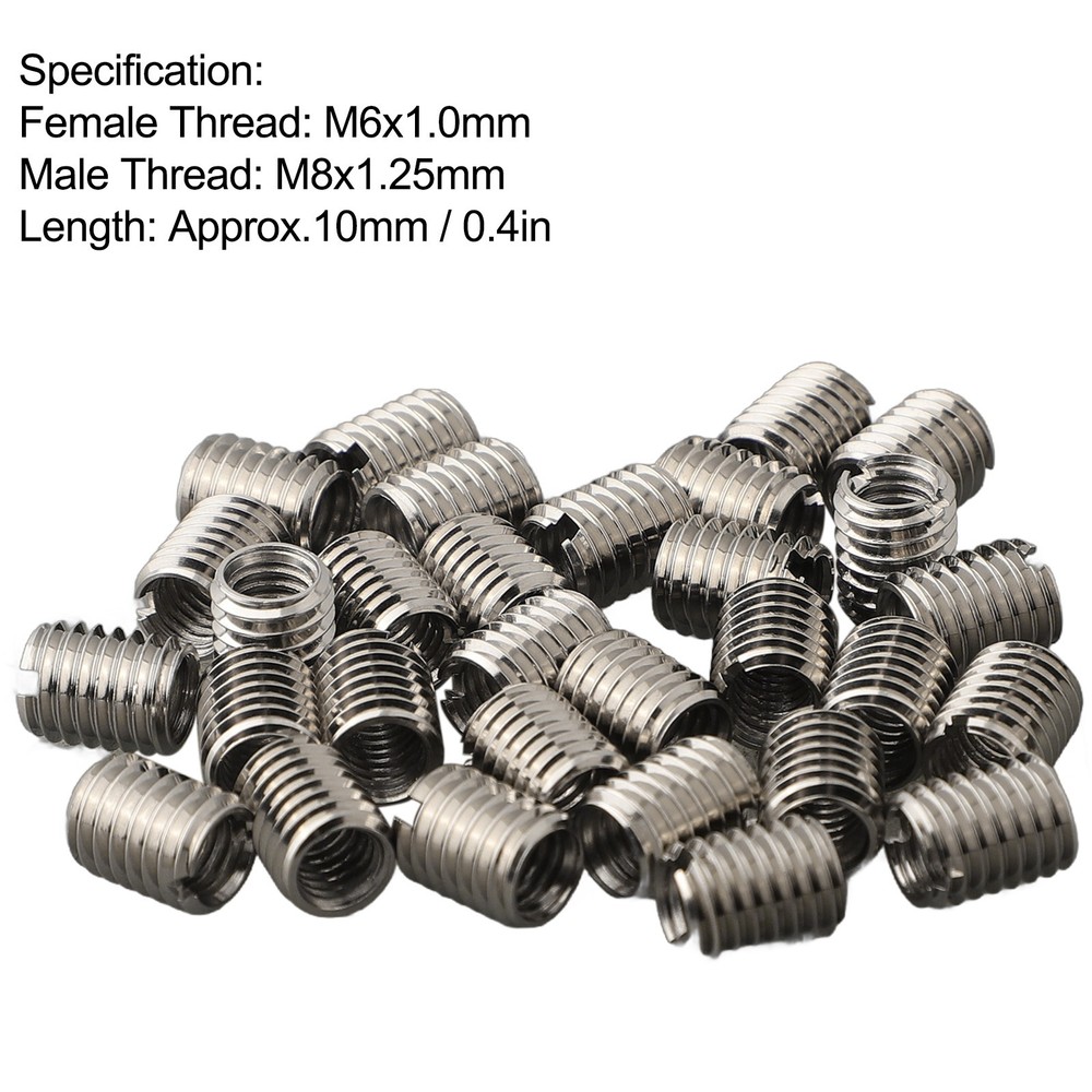 Thread Reducer Inserts Outer M8*1.25 Threaded 10MM 30pcs Adapter Hardware