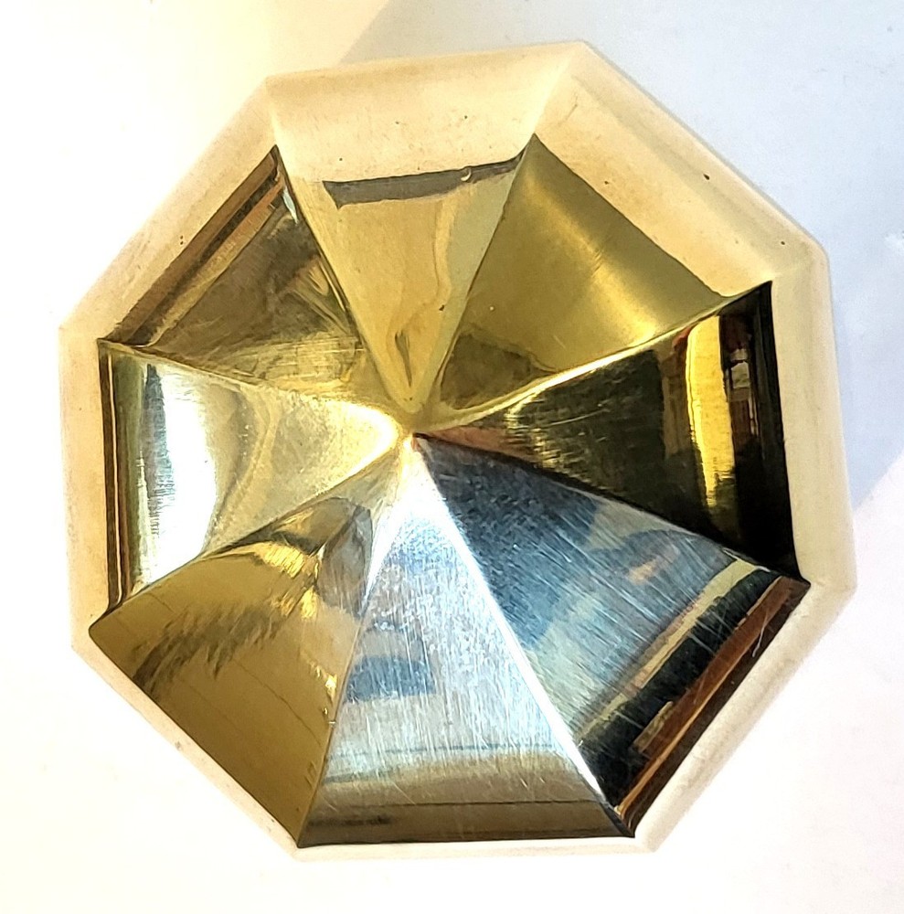 Single large octagonal solid cast brass door knob antique Victorian pull handle