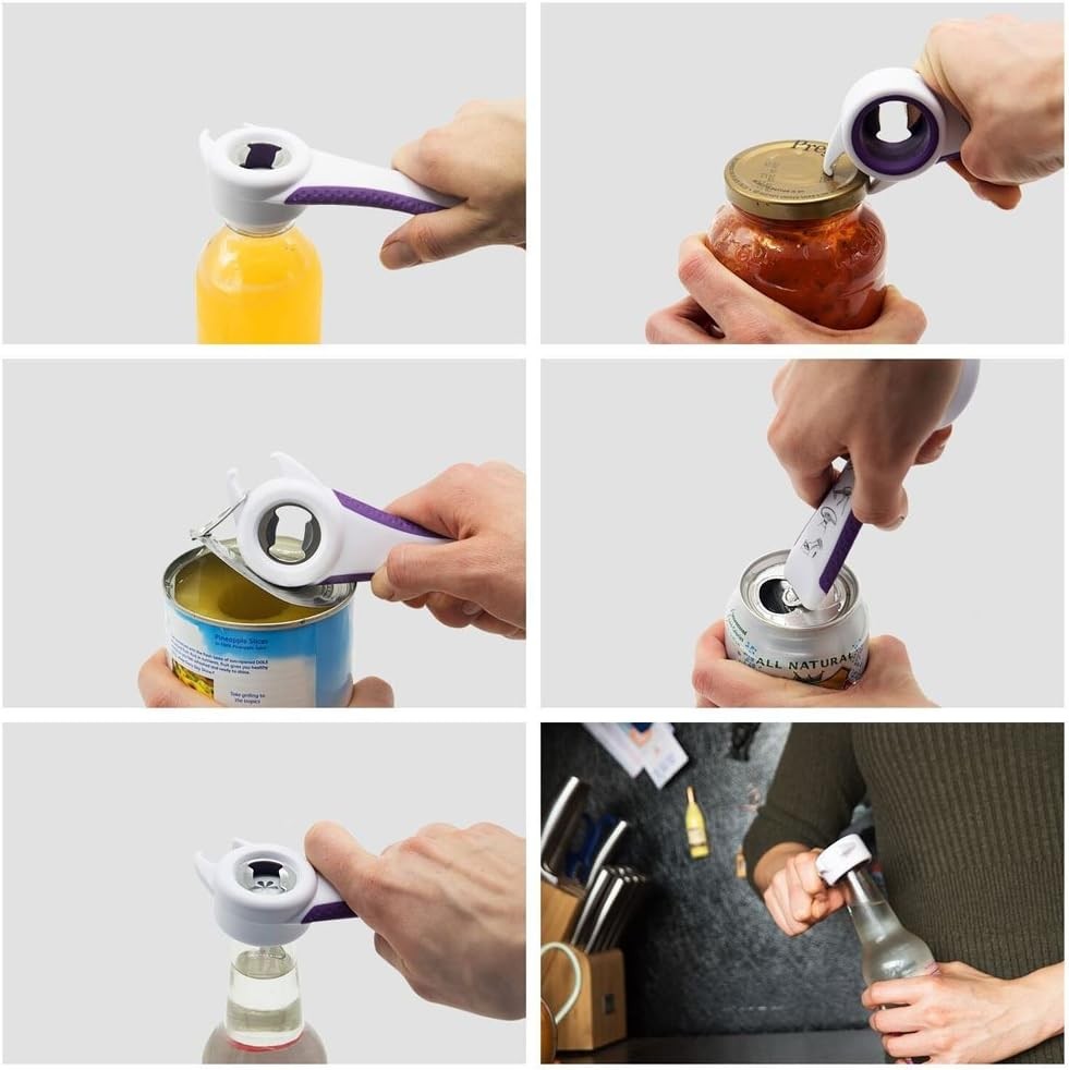 2 pack 5-in-1 Multi Function Plastic Grip Bottle Opener- Easily Opens White