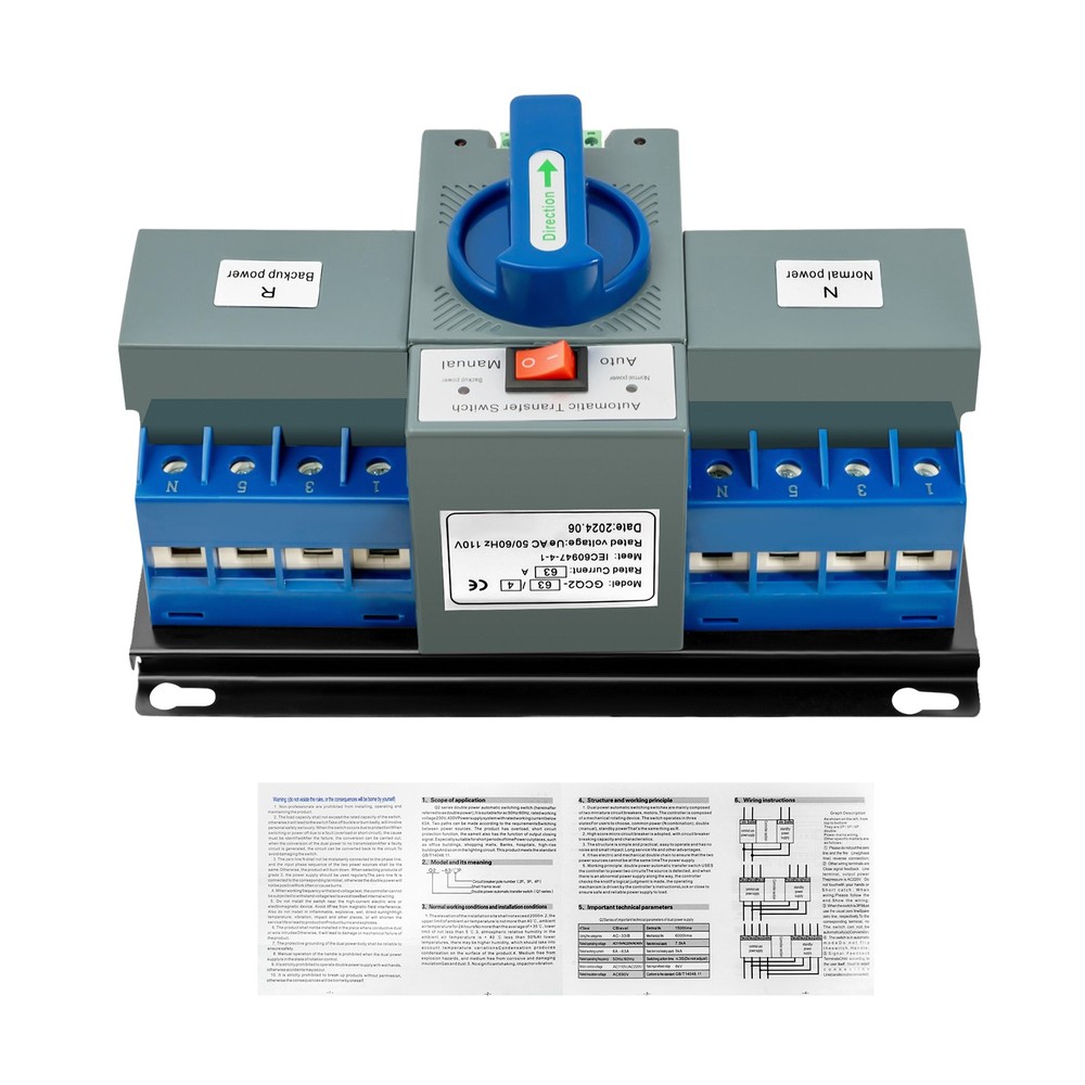 63A 4P ATS Dual Power Automatic Transfer Switch kit Generator Changeover Switch