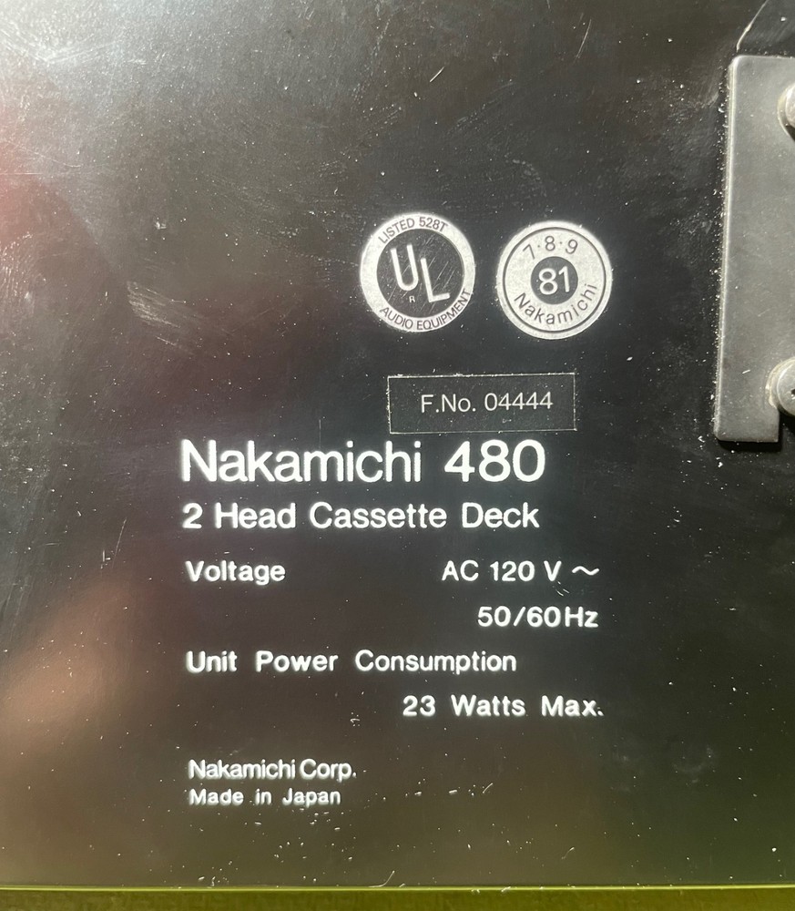 Nakamichi 480 Cassette Deck Part Rear Panel