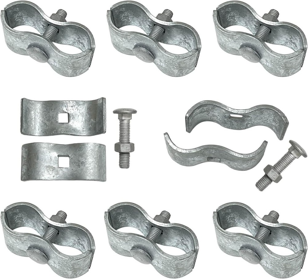 8 Set 1-5/8" Galvanized Steel Saddle & Kennel Clamps for Pipe Panel Frames