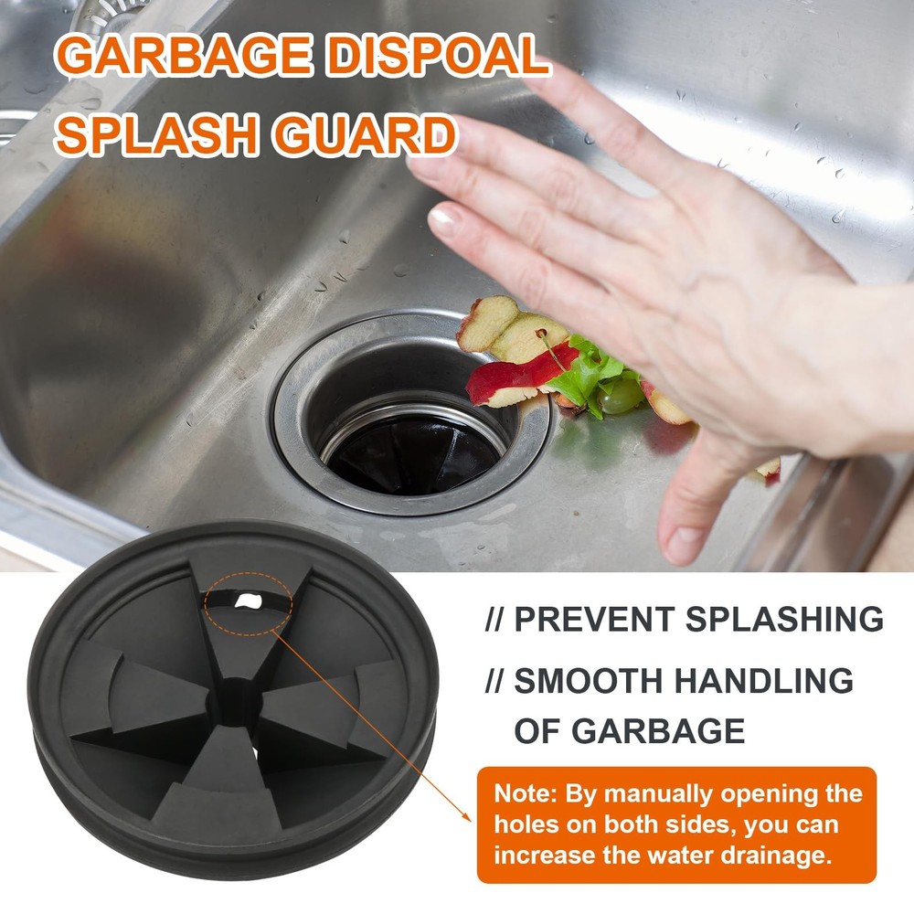 2Pcs 3 3/8" Garbage Disposal Splash Guard, Quiet Garbage Disposal Rubber Drai...