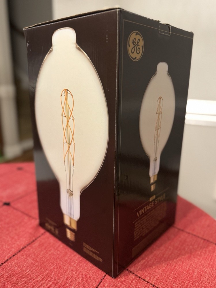 GE Large Vintage LED Amber Glass Light Bulb, 2000K E26 Dimmable, Decorative BT56