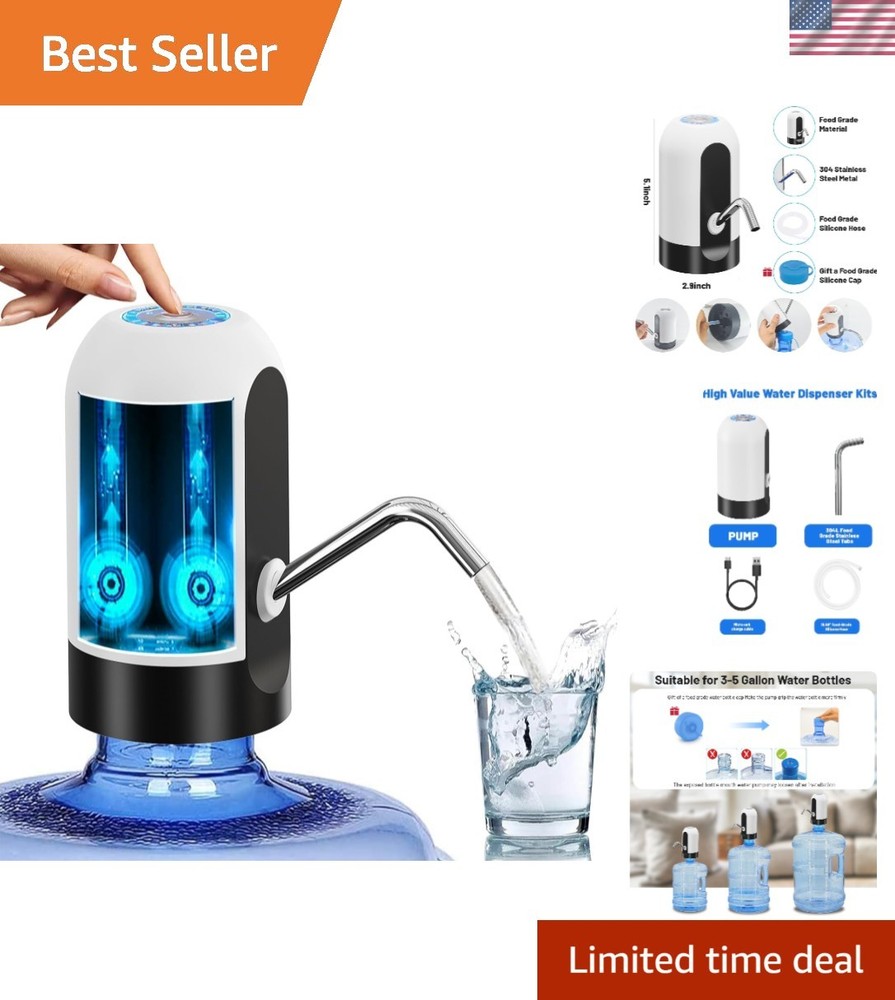 Rechargeable 5 Gallon Water Dispenser with Fast Pumping & Silicone Lid Included