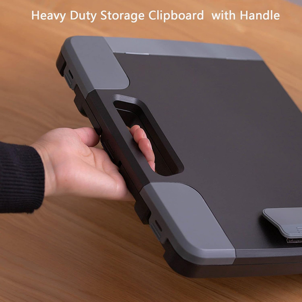 Portable Clipboard Folder with Storage, Plastic Storage Case with Side-Opening,