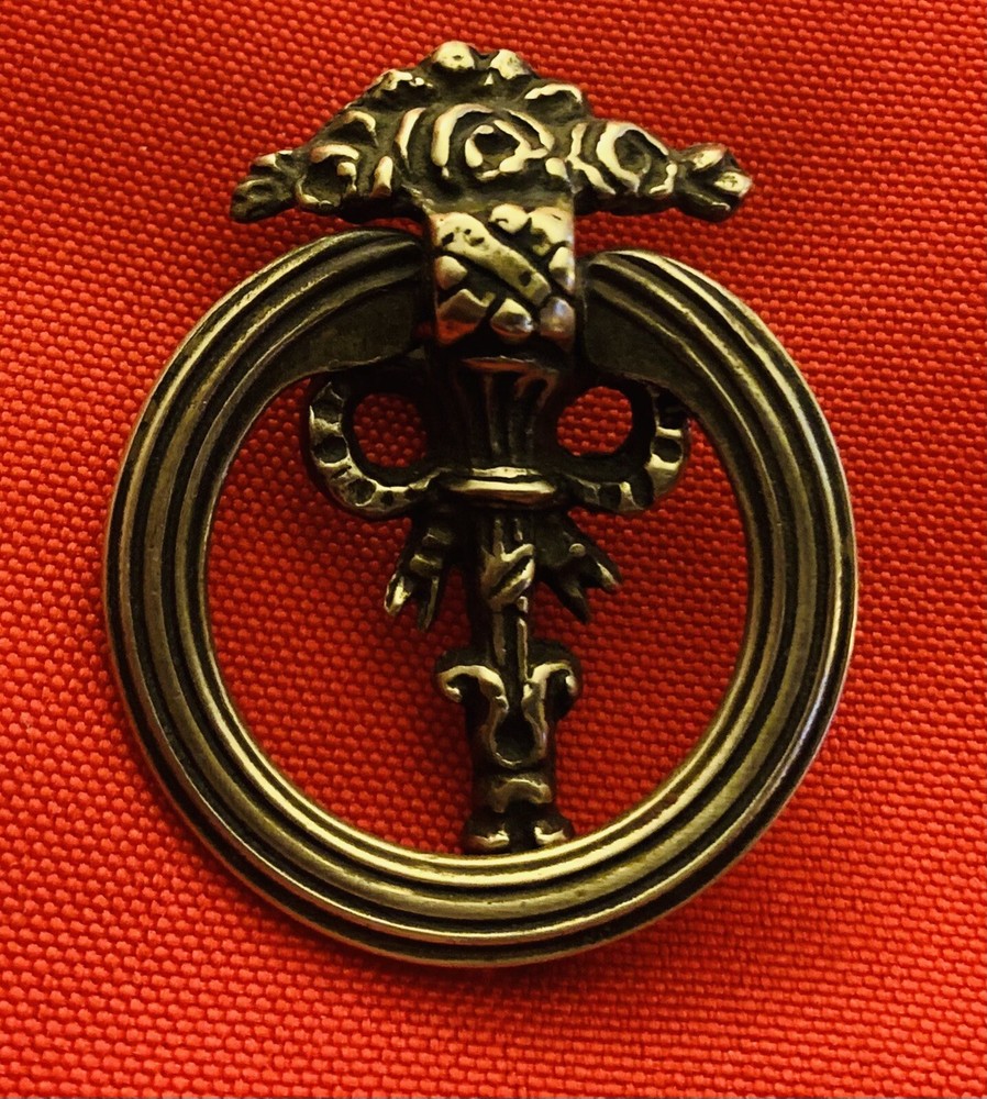 BRASS ORNATE VICTORIAN FRENCH PROVINCIAL antique hardware drawer pull Drop ring