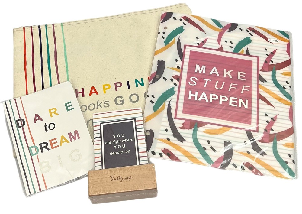 thirty-one Accessory Gift Lot: Large Pouch, Folders, Affirmations, Notepad